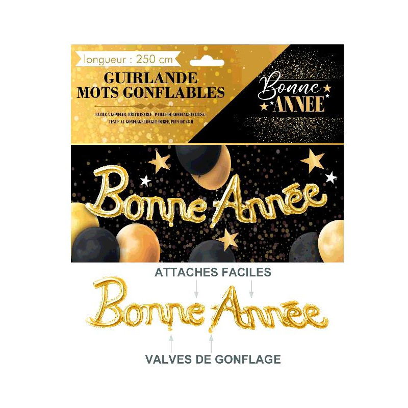 GUIRLANDE MOTS BONNE ANNEE DOREE