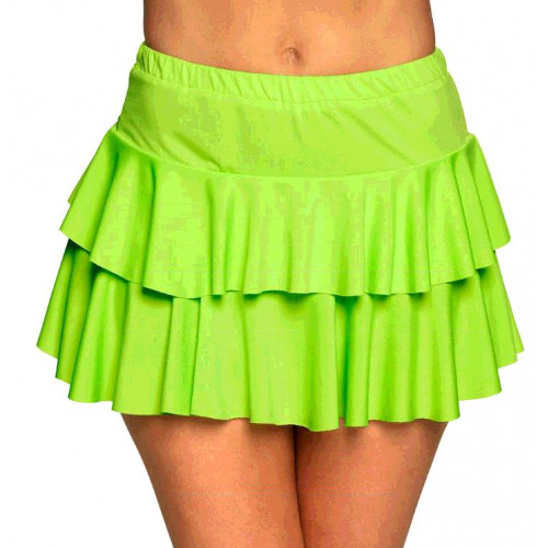 MINI JUPE RUFFLES VERT FLUO