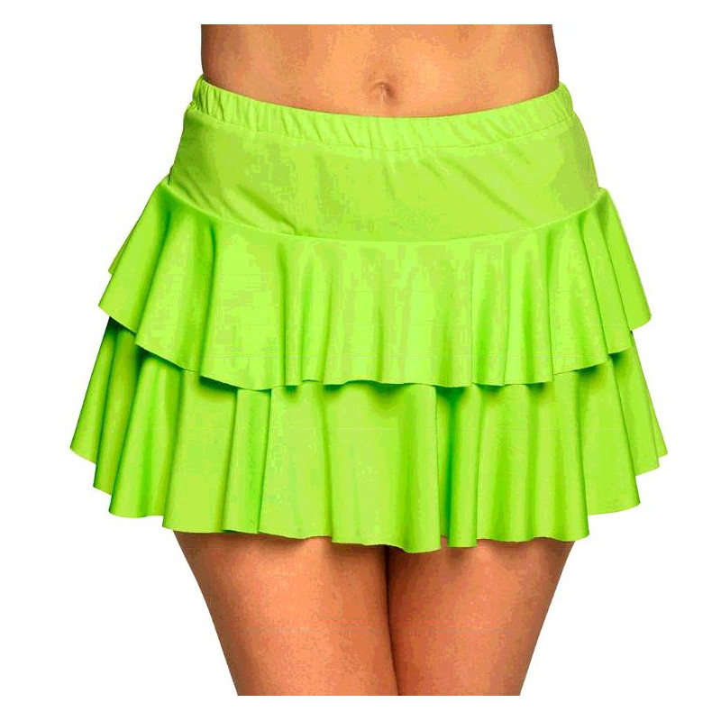 MINI JUPE RUFFLES VERT FLUO