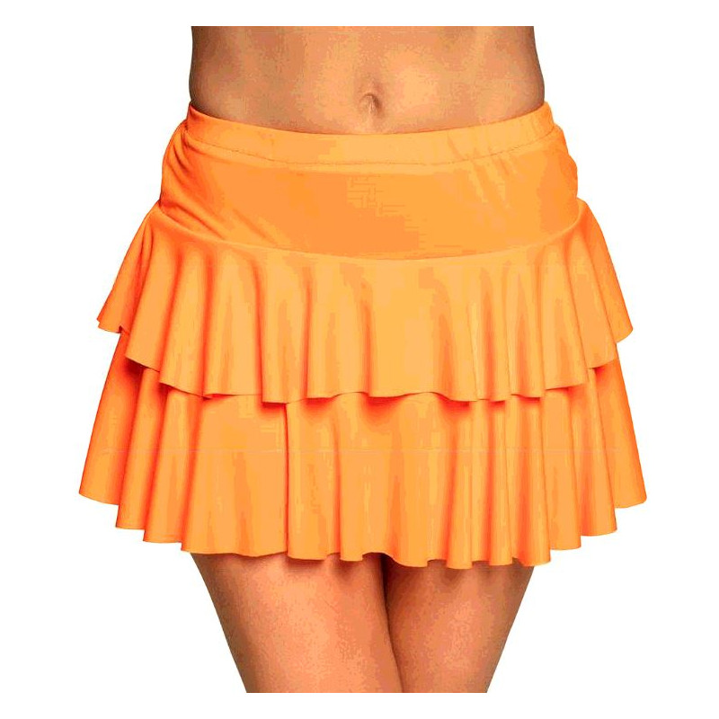 MINI JUPE RUFFLES ORANGE FLUO