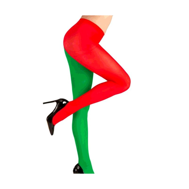 COLLANT BICOLORE ROUGE ET VERT