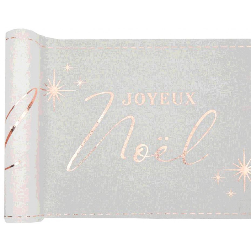 CHEMIN DE TABLE JOYEUX NOEL BLANC