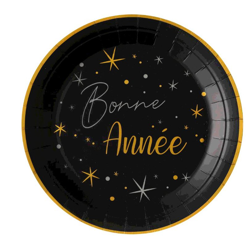 10 ASSIETTES REVEILLON NOIR