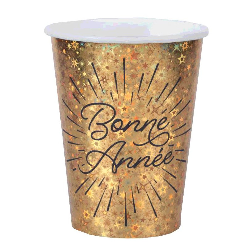 10 GOBELETS BONNE ANNEE ETINCELANT