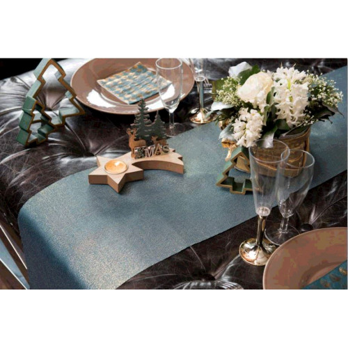 CHEMIN DE TABLE LUREX BLEU