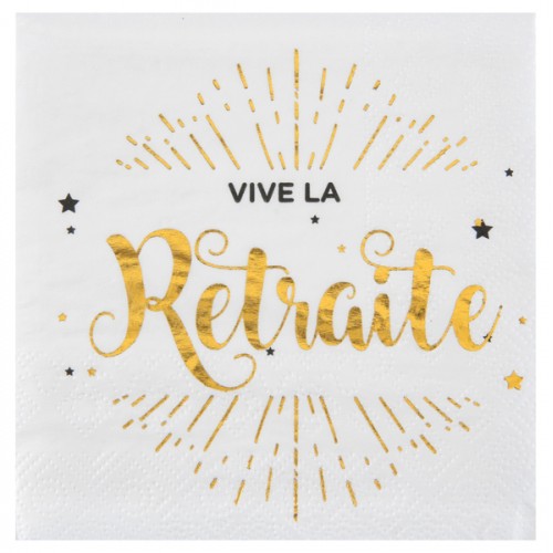 20 SERVIETTES RETRAITE BLC/OR