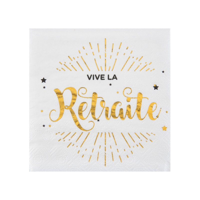 20 SERVIETTES RETRAITE BLC/OR