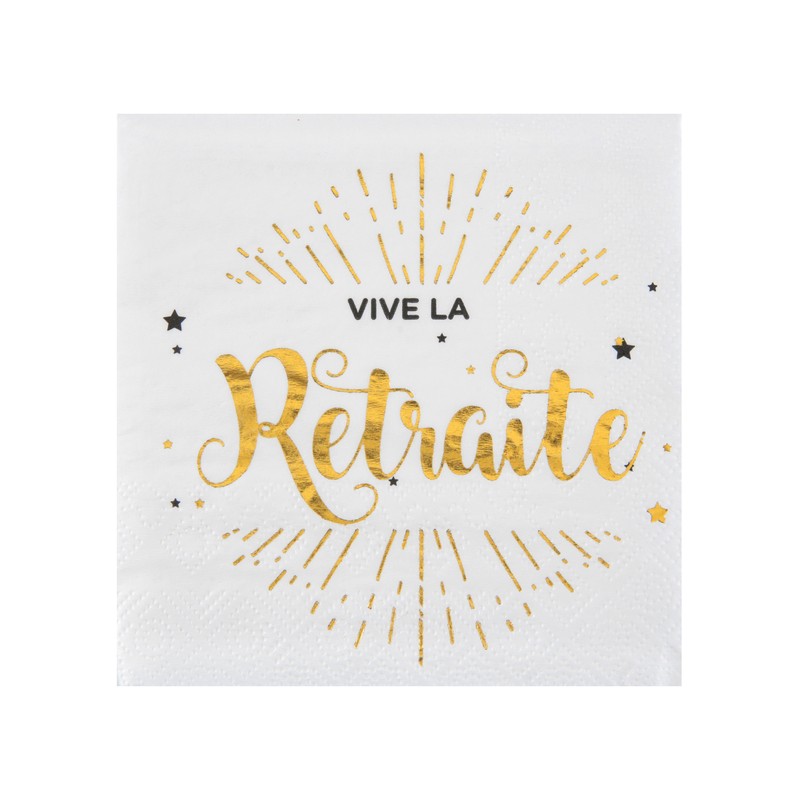 20 SERVIETTES RETRAITE BLC/OR