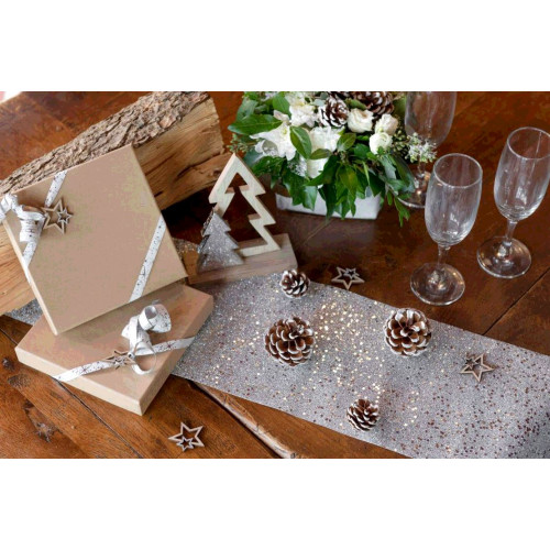 CHEMIN DE TABLE PAILLETTES ARGENTE