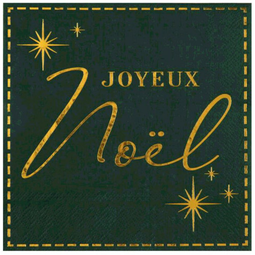 20 SERVIETTES JOYEUX NOEL VERT