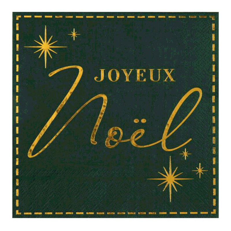 20 SERVIETTES JOYEUX NOEL VERT