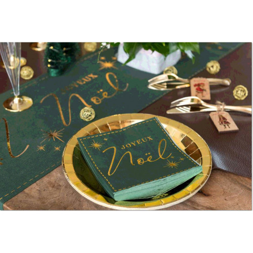 20 SERVIETTES JOYEUX NOEL VERT