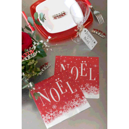 20 SERVIETTES DE NOËL ENNEIGE ROUGE