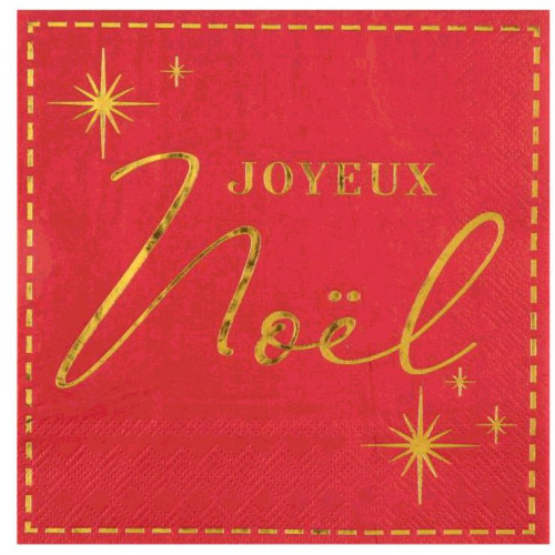 20 SERVIETTES JOYEUX NOEL ROUGE
