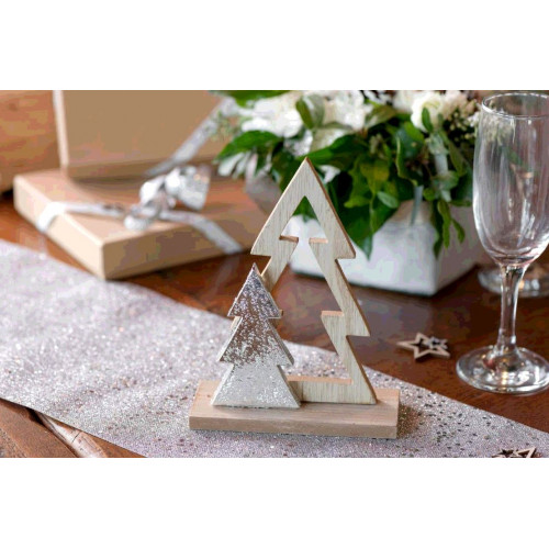 CENTRE DE TABLE SAPIN ARGENT