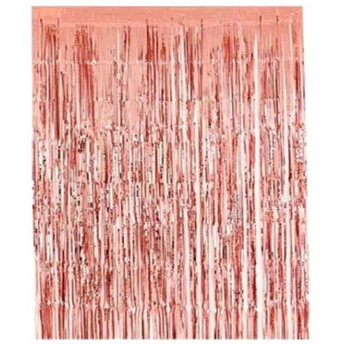 RIDEAU FRANGES METALLIQUES ROSE GOLD