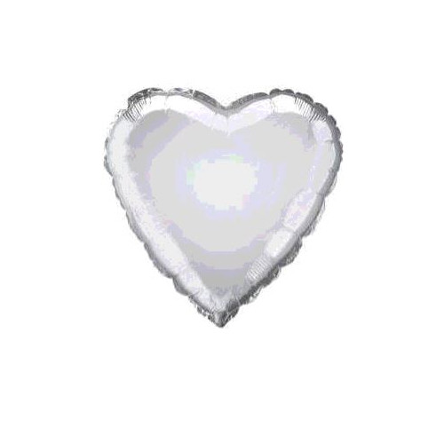 BALLON MYLAR COEUR ARGENT 45CM