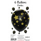 6 BALLONS NOIRS ETOILES OR