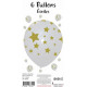 6 BALLONS BLANCS ETOILES OR