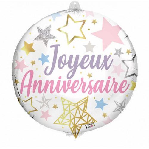 BALLON ALU JOYEUX ANNIVERSAIRE 48CM