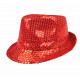 CHAPEAU SEQUIN POPSTAR ROUGE