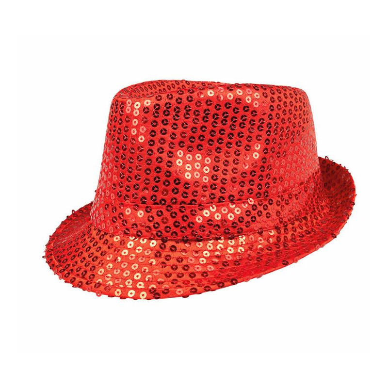 CHAPEAU SEQUIN POPSTAR ROUGE