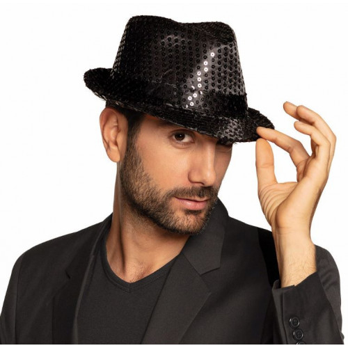 CHAPEAU SEQUIN POPSTAR NOIR