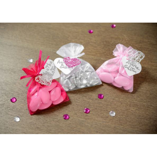 10 SACS ORGANZA ROSE PALE