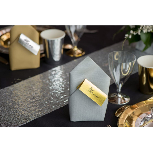 50 Marque-Places Argentés Pour Mariage, Banquet - 11,4x9 Cm - Papier Qualité, Pliables