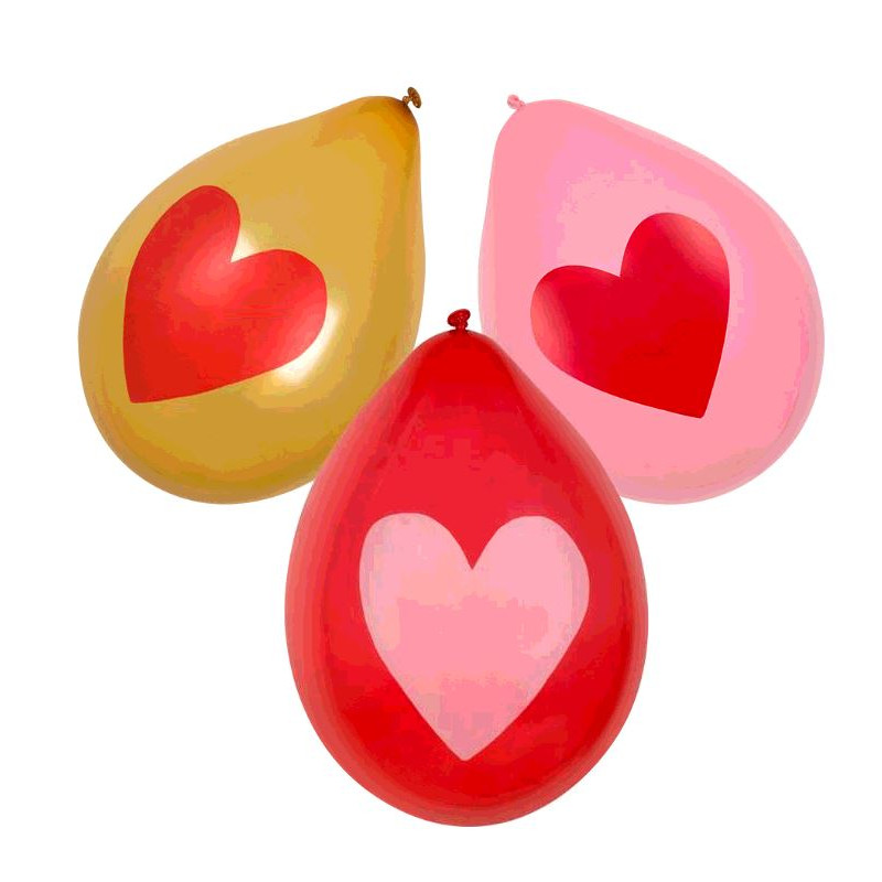 6 BALLONS AMOUR DIAM 25CM