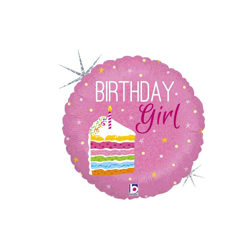 BALLON ALU BIRTHDAY CAKE GIRL DIAMETRE 45CM