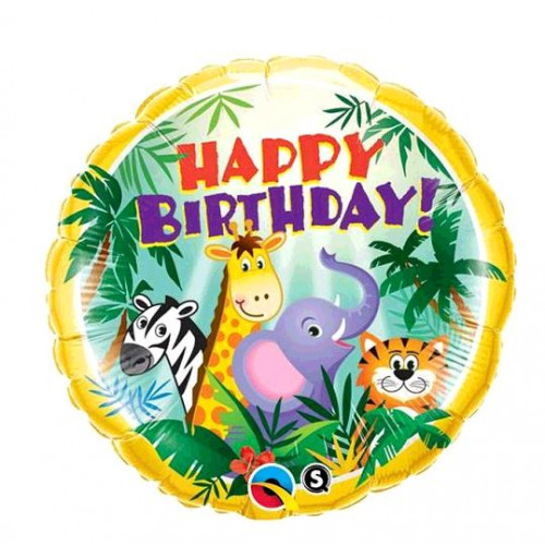 BALLON ALU HAPPY BIRTHDAY JUNGLE FRIENDS