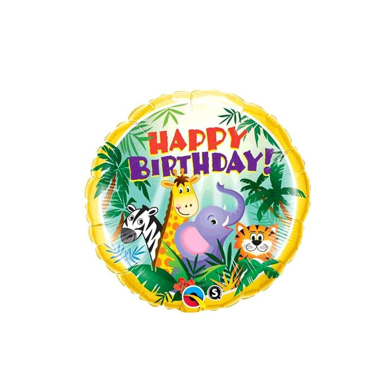 BALLON ALU HAPPY BIRTHDAY JUNGLE FRIENDS