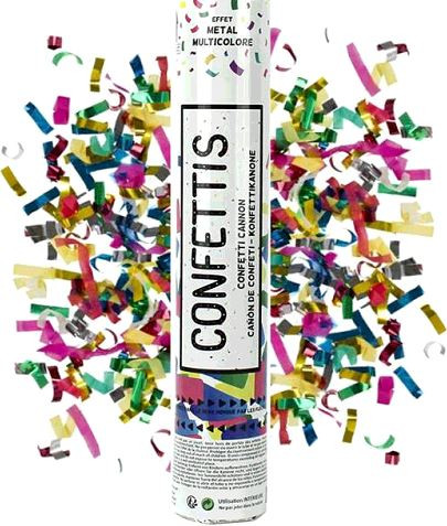 Canons à confettis multicolores, Lot de 4