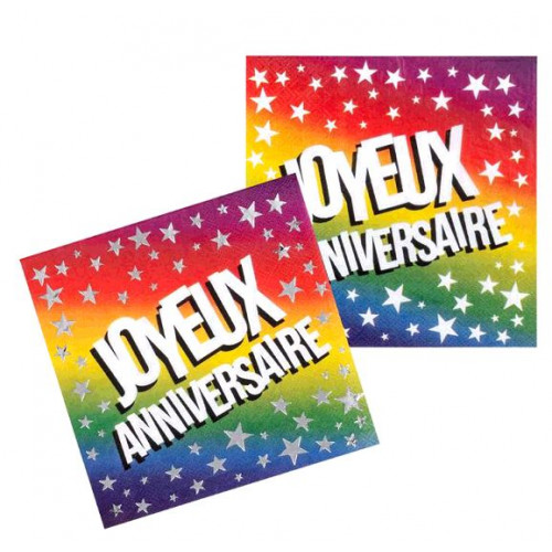 12 SERVIETTES JOYEUX ANNIVERSAIRE