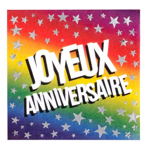 12 SERVIETTES JOYEUX ANNIVERSAIRE