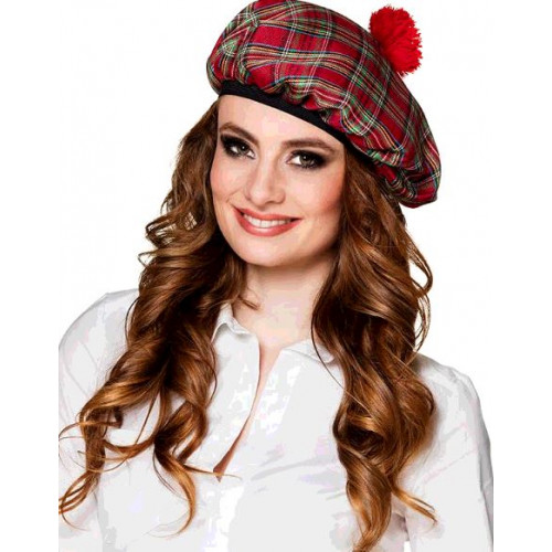 BERET MRS TARTAN ROUGE