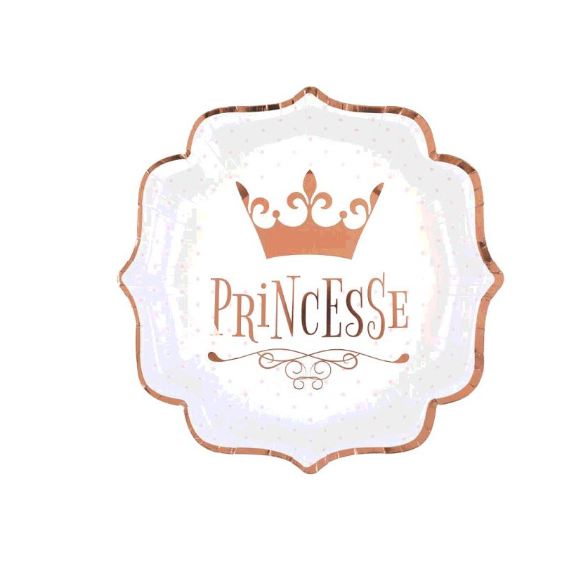 10 ASSIETTES PRINCESSES ROSE GOLD