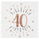 10 SERVIETTES AGE 40 ANS ROSE GOLD