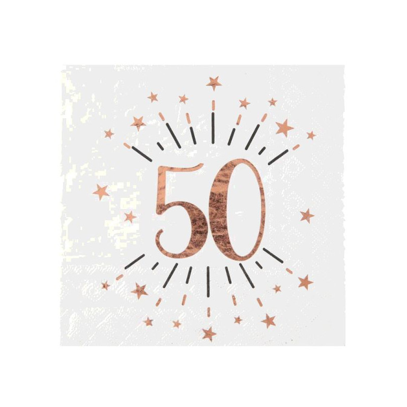 10 SERVIETTES AGE 50 ANS ROSE GOLD