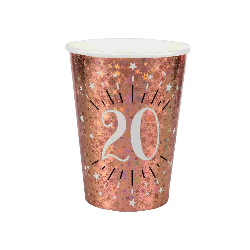 10 GOBELETS ETINCELANT ROSE GOLD 20 ANS