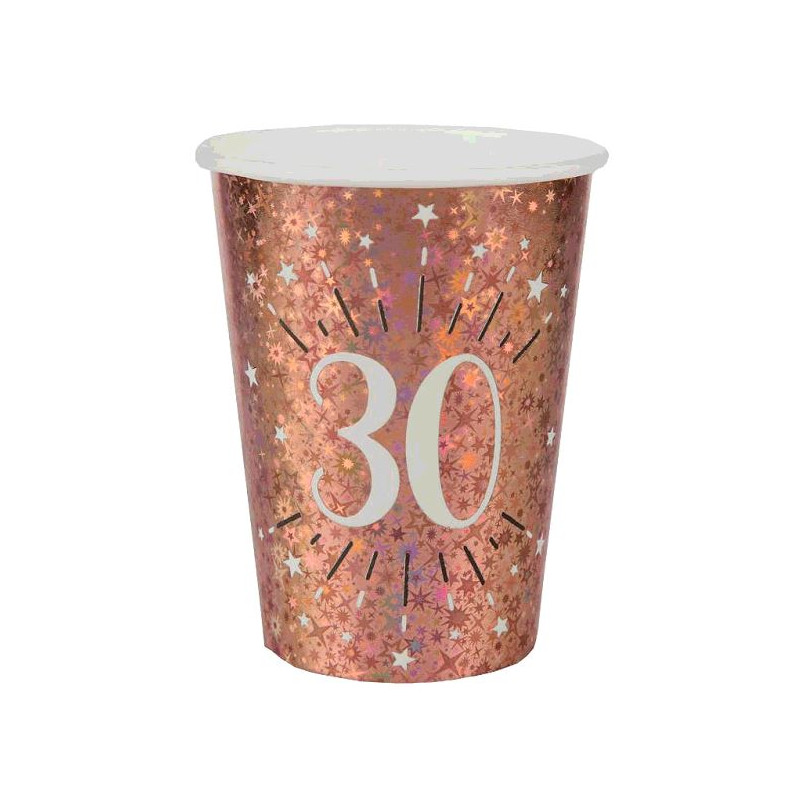 10 GOBELETS ETINCELANT ROSE GOLD 30 ANS