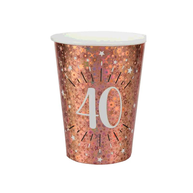 10 GOBELETS ETINCELANT ROSE GOLD 40 ANS