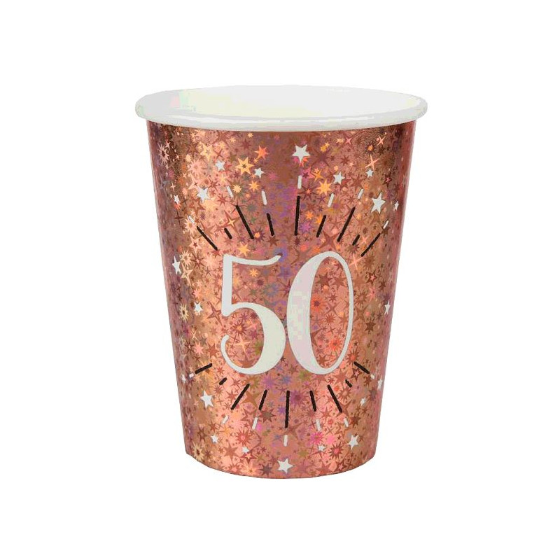 10 GOBELETS ETINCELANT ROSE GOLD 50 ANS