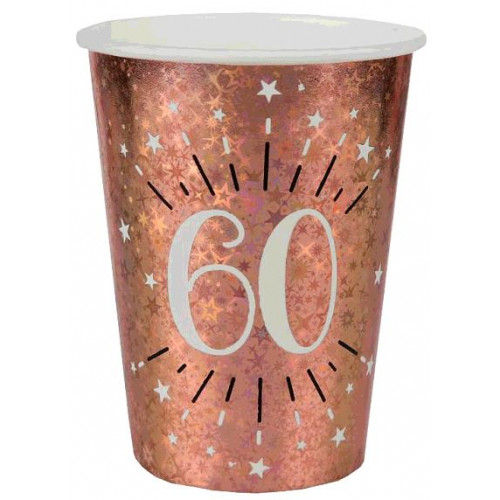 10 GOBELETS ETINCELANT ROSE GOLD 60 ANS