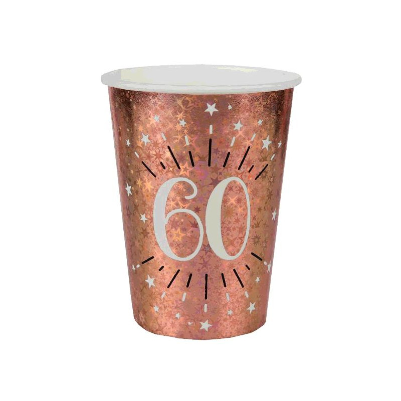 10 GOBELETS ETINCELANT ROSE GOLD 60 ANS