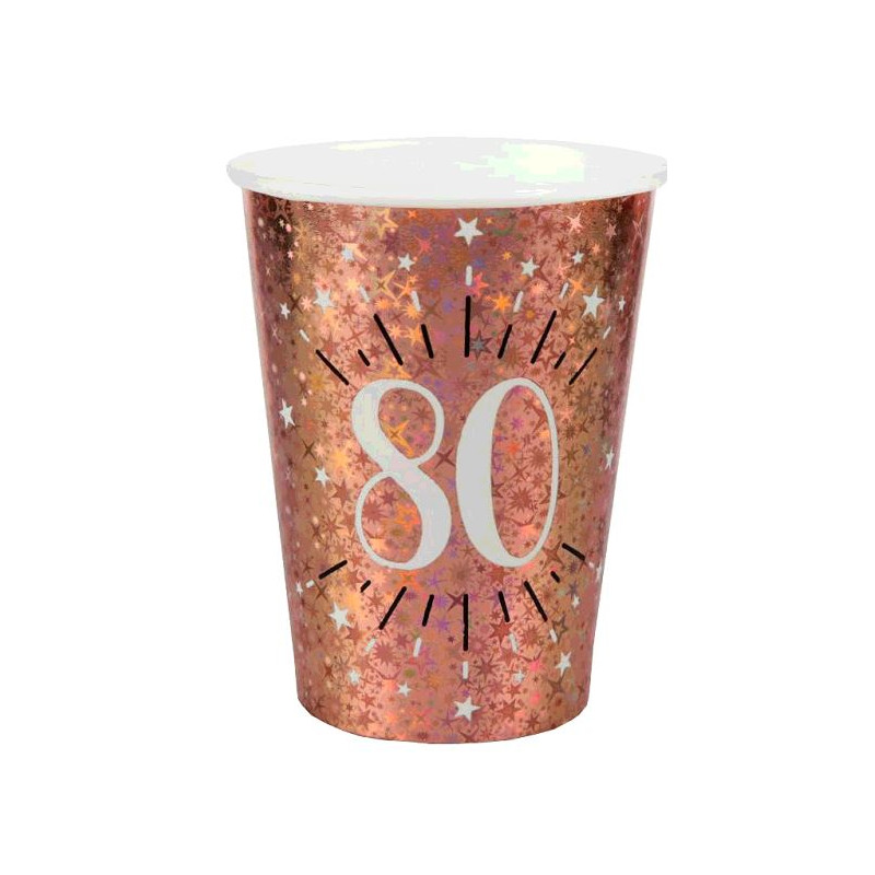 10 GOBELETS ETINCELANT ROSE GOLD 80 ANS