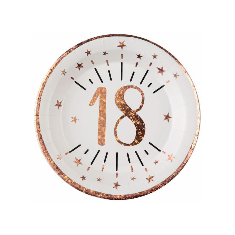 10 ASSIETTES AGE 18 ANS ROSE GOLD