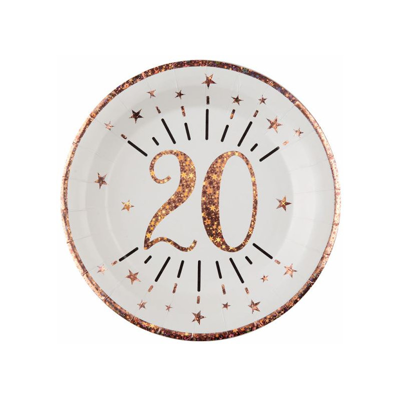 10 ASSIETTES AGE 20ANS ROSE GOLD