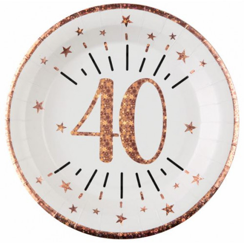 10 ASSIETTES AGE 40 ANS ROSE GOLD